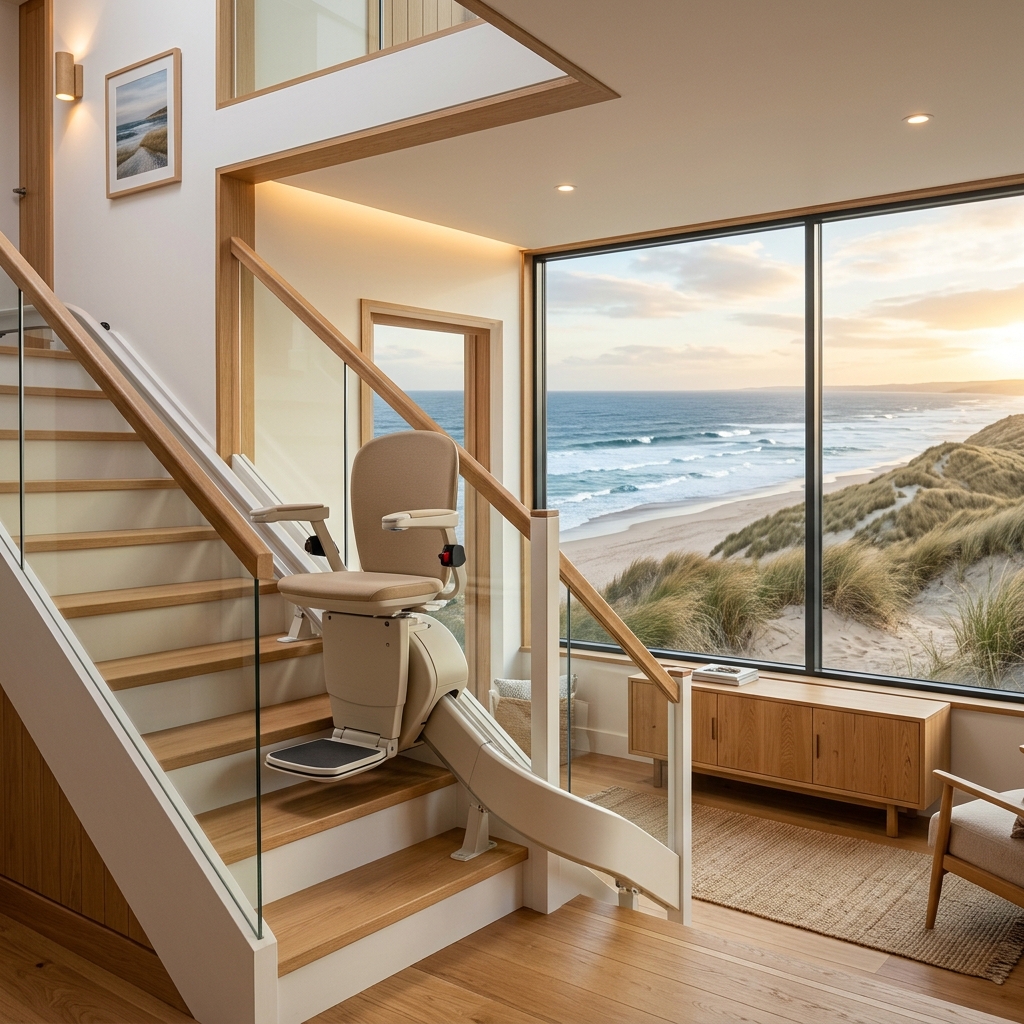 Monte-escalier premium adapté à une villa littorale à Soustons sur la Côte d'Argent